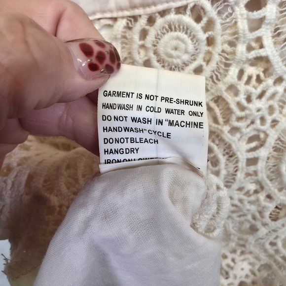 Solitaire Swim Cover Up Top Womens M Beige Crochet Lace Resort Beach Festival - Picture 11 of 14